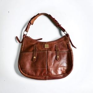 Dooney & Bourke Chestnut Brown Leather Shoulder Bag Academia